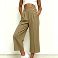 thumbnail image 6 of Noric Women's High Waist Wide Leg Capri Pants with Button Casual Loose Fit Summer Dressy Trousers, 6 of 8
