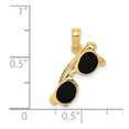 thumbnail image 4 of 14k Yellow Gold Solid Polished Finish 3-Dimensional Black Enameled Moveable Sunglasses Charm Pendant, 4 of 4