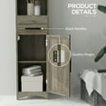 thumbnail image 6 of Farmhouse Narrow Bathroom Storage Cabinet with Recessed Drawer, Tall Slim Storage Cabinet with Barn Door, Weathered Gray Oak, 6 of 9