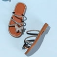 thumbnail image 5 of BOBOGOJP Girl's PU Leather Rhinestone Sandals Butterfly Strappy Flat Open Toe Elegant Slides Sandals Black for Size 8, 5 of 8