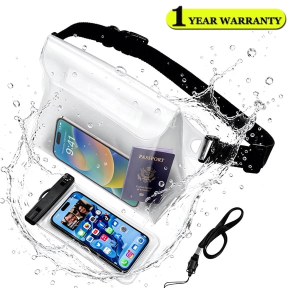 Waterproof Pouch 2 Pack ,IPX8 Waterproof Phone Pouch with Adjustable Strap , Screen Touch Sensitive Dry Bag for Swimming Kayaking Boating Fishing Beach Diving