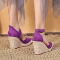 thumbnail image 6 of Fsqjgq Summer Sandals Women Cute Sandals for Women Pointed Toe Espadrilles Fisherman Shoes Women's Wedges New Summer 2024 Flax Straw Woven with A High Heel Shoes Pumps Women Shoes Size 42 Purple, 6 of 8