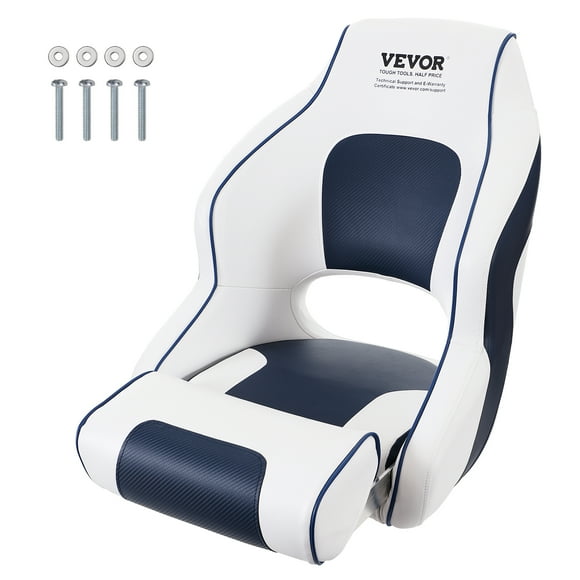 VEVOR Captain's Chair for Boats, Hinged Boat Seat, Enhanced with Dense Foam Cushioning, Versatile Flip-up Bolster Design for Fishing, Cruising, Speedboats, and Canoes, Single Unit