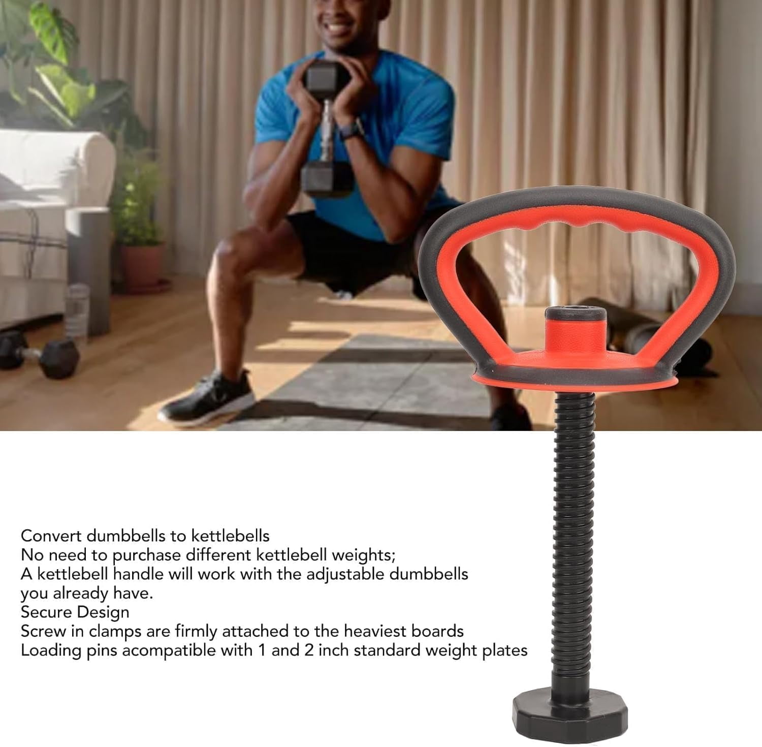 Adjustable Kettlebell Handle, Ergonomic Weight Plate Kettlebell Handle Strength Training Accessories for Home Gym