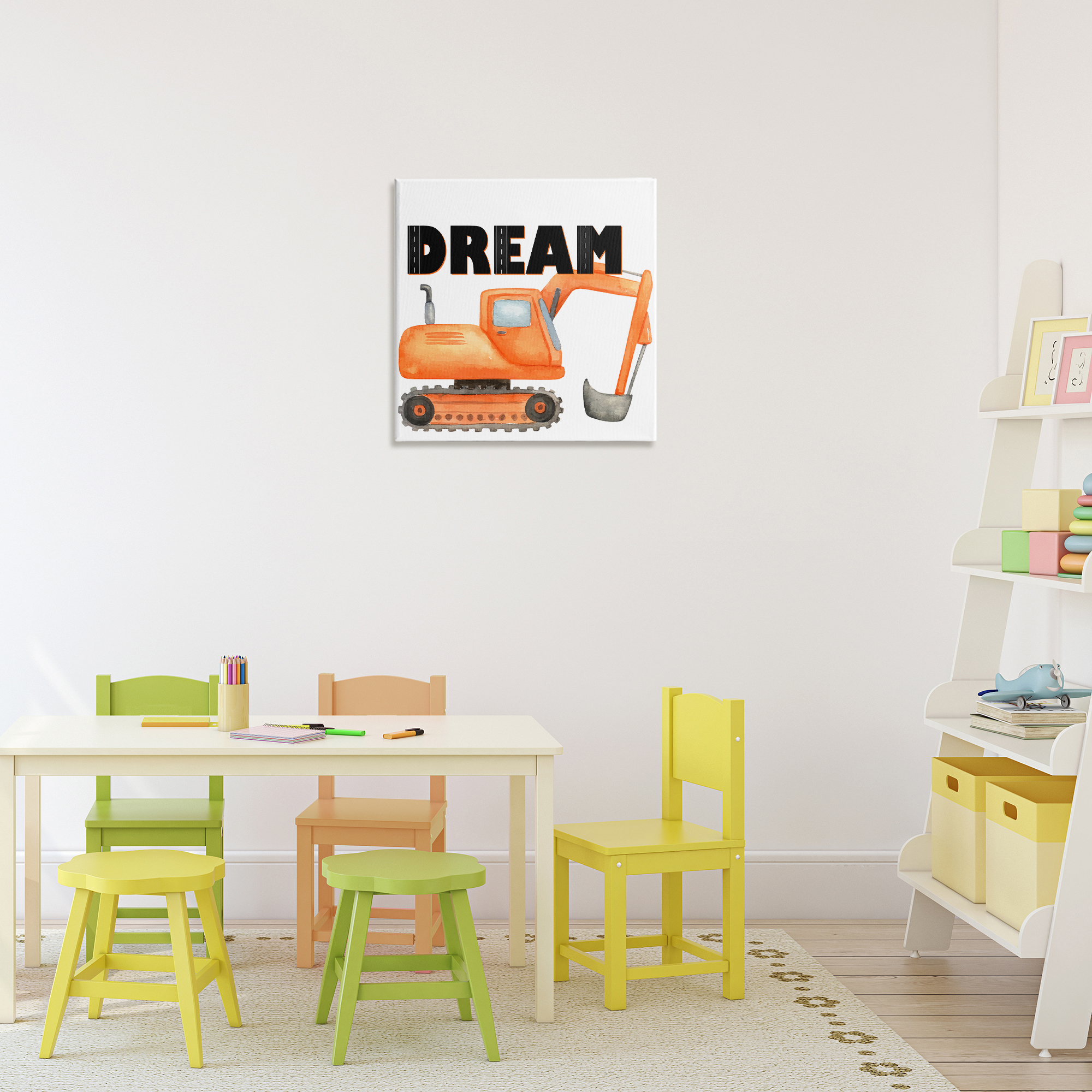 Dream with Orange Excavator Canvas Wall Art, design by Kim Allen