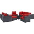 thumbnail image 3 of Modway Summon 10-Piece Aluminum and Rattan Patio Sectional Set in Canvas/Red, 3 of 9