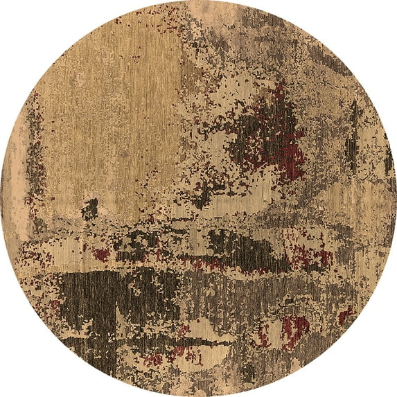 Ahgly Company Indoor Round Oriental Brown Industrial Area Rugs, 4' Round