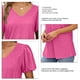 thumbnail image 4 of Tops con cuello en V Color puro Suave para la piel Tops con mangas abullonadas Camisetas de manga corta para ir de compras a diario, 4 of 6