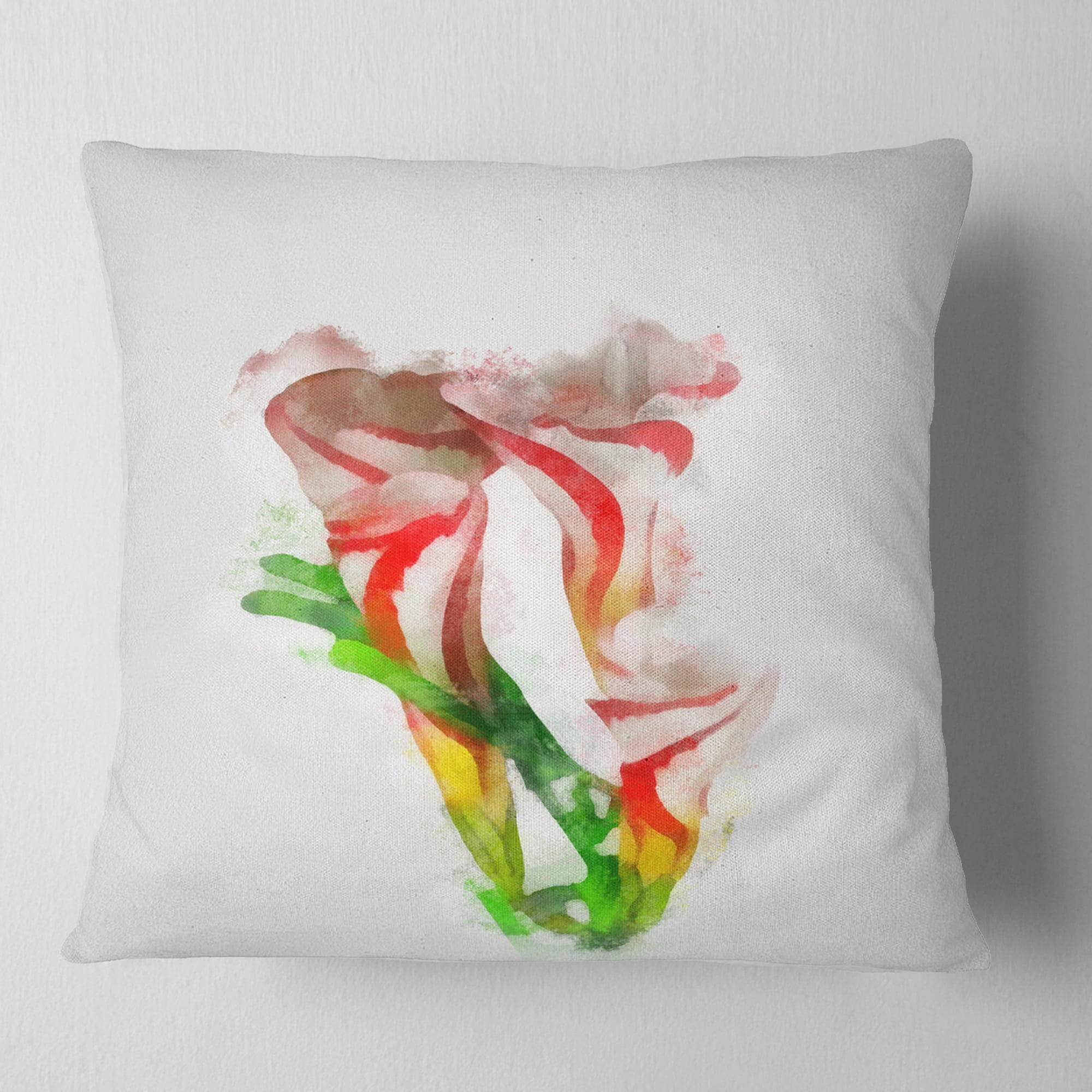 Designart Beautiful Bell Flower Watercolor - Floral Throw Pillow - 16x16