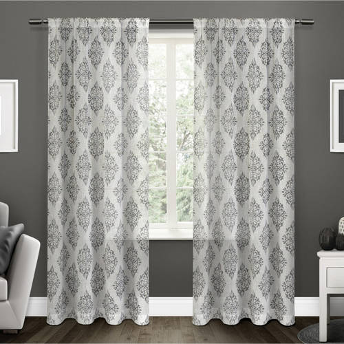 Exclusive Home Curtains 2 Pack Nagano Medallion Belgian Linen Rod Pocket Curtain Panels