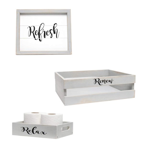 All The Rages Hg3100-gIN Elegant Designs Decorative Wood Bathroom Set Small - Inspirational - 3 Piece