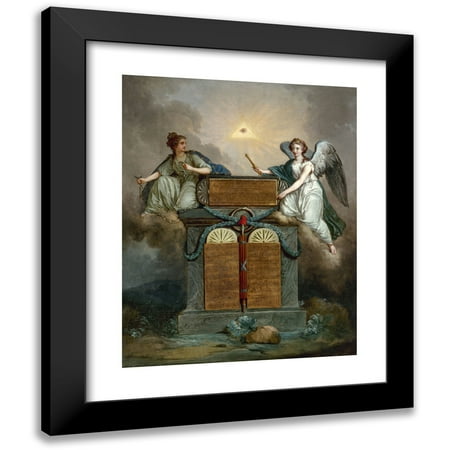 Jean-Jacques-François Le Barbier 12x14 Black Modern Framed Museum Art Print Titled - Declaration of the Rights of Man and Citizen (1789)