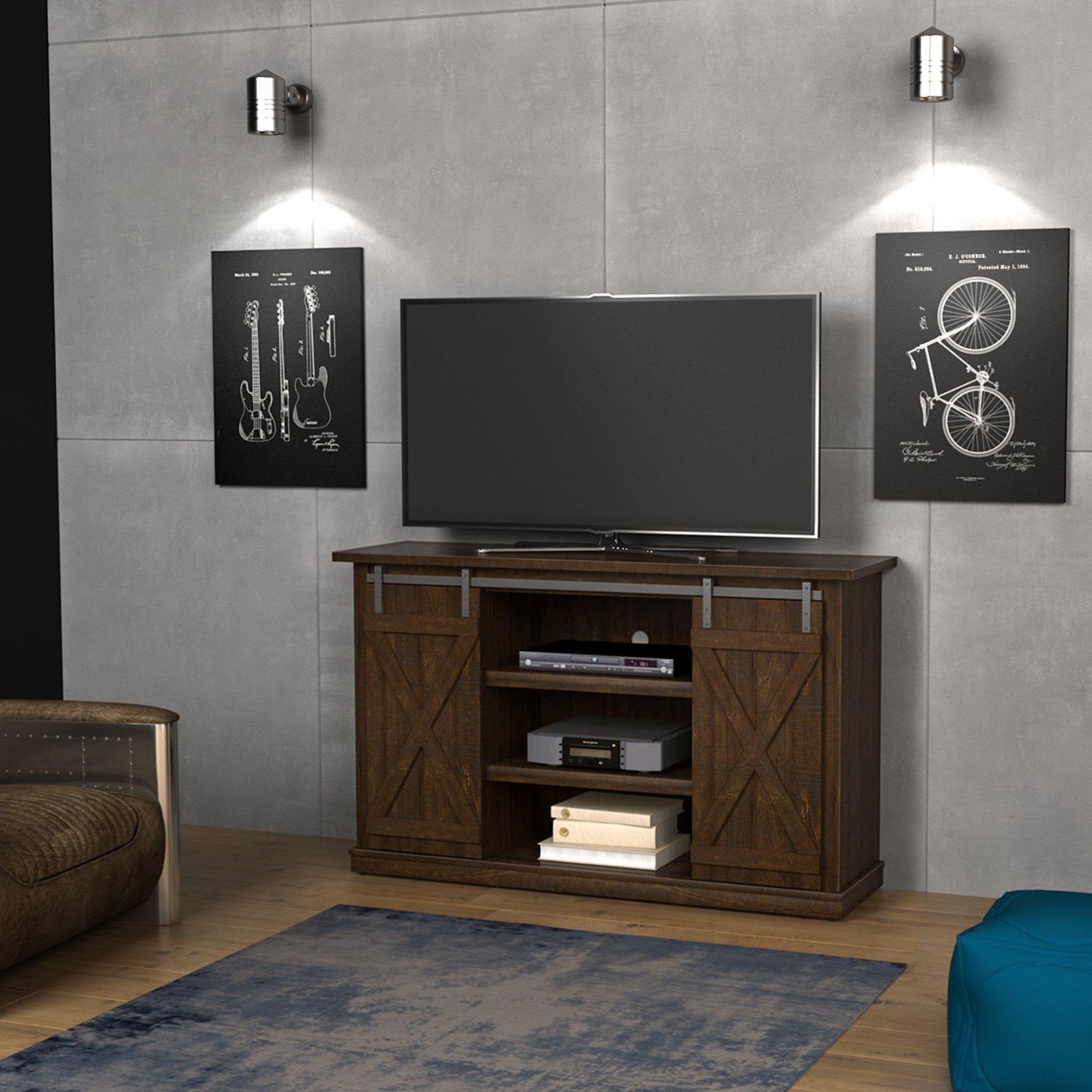 Bello Cottonwood 54 In Tv Stand Sawcut Espresso