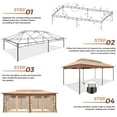 thumbnail image 3 of COBIZI 12x20 Heavy Duty Canopy Gazebo Outdoor Gazebo with 6 Netting and Curtains 100% Waterproof Party Wedding Tents with Double Roof and Metal Steel Frame for Backyard, Patio, Lawn, Garden, Khaki, 3 of 13