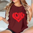 thumbnail image 4 of Tao Tao Women's Valentines Day T-Shirts Trendy Heart Graphic Printed Blouses Casual Crewneck Pullover Short Sleeve Summer Tops Soft Comfy Holiday Basic Tee Tops Burgundy XL, 4 of 4