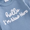 thumbnail image 6 of Cjfdfy Newborn Baby Boy Girl Fall Outfit Hello I'm New Here Print Long Sleeve Ribbed Romper And Hat Infant Cute Coming Home Fall Winter Outfit 0-6 Months, 6 of 9