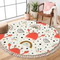 thumbnail image 3 of Ocean Beach Area Rugs sea Crabs Rainbows Doodle Style Marine Animal Round Boho Area Rug Linen Carpet Playmat Washable Hallway Runner Mat for Nursery Kid Room Bedroom Decoration Children Gift 4ft, 3 of 5