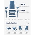 thumbnail image 4 of KINGYES Folding Adjustable Adirondack Chair with Retractable Ottoman Set of 2 for Patio Garden, Blue, 4 of 6