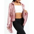 thumbnail image 4 of Arvbitana Women's Sequin Party Jackets Sparkly Cardigan Long Sleeve Open Front Lapel Coat Tassel Cropped Tops Blazers Clubwear for Bar Party, 4 of 9