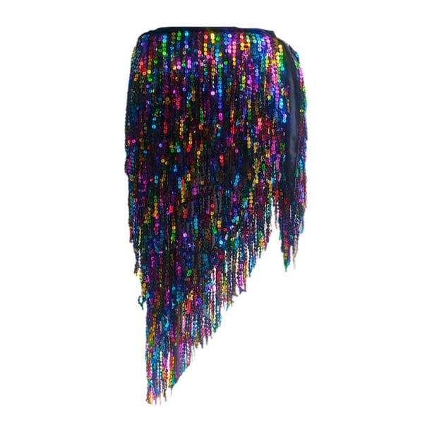 Falda de lentejuelas para Danza del vientre Yinane vestido envolvente ajustable
