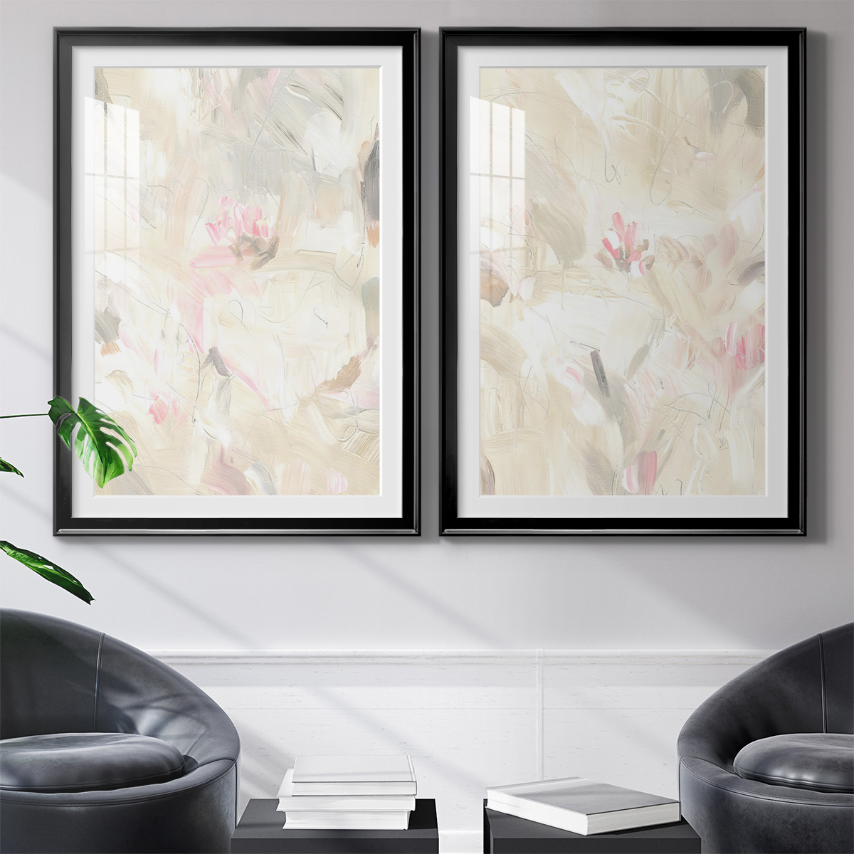 Wexford Home Soft Abstraction I Premium Framed Print, 22.5" x 30.5" - Ready to Hang, Black (Set of 2)