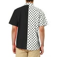 thumbnail image 3 of INSPIRE CHIC Men's Summer Polka Dots Short Sleeves Button Down Patchwork Shirt 2XL Black, 3 of 7