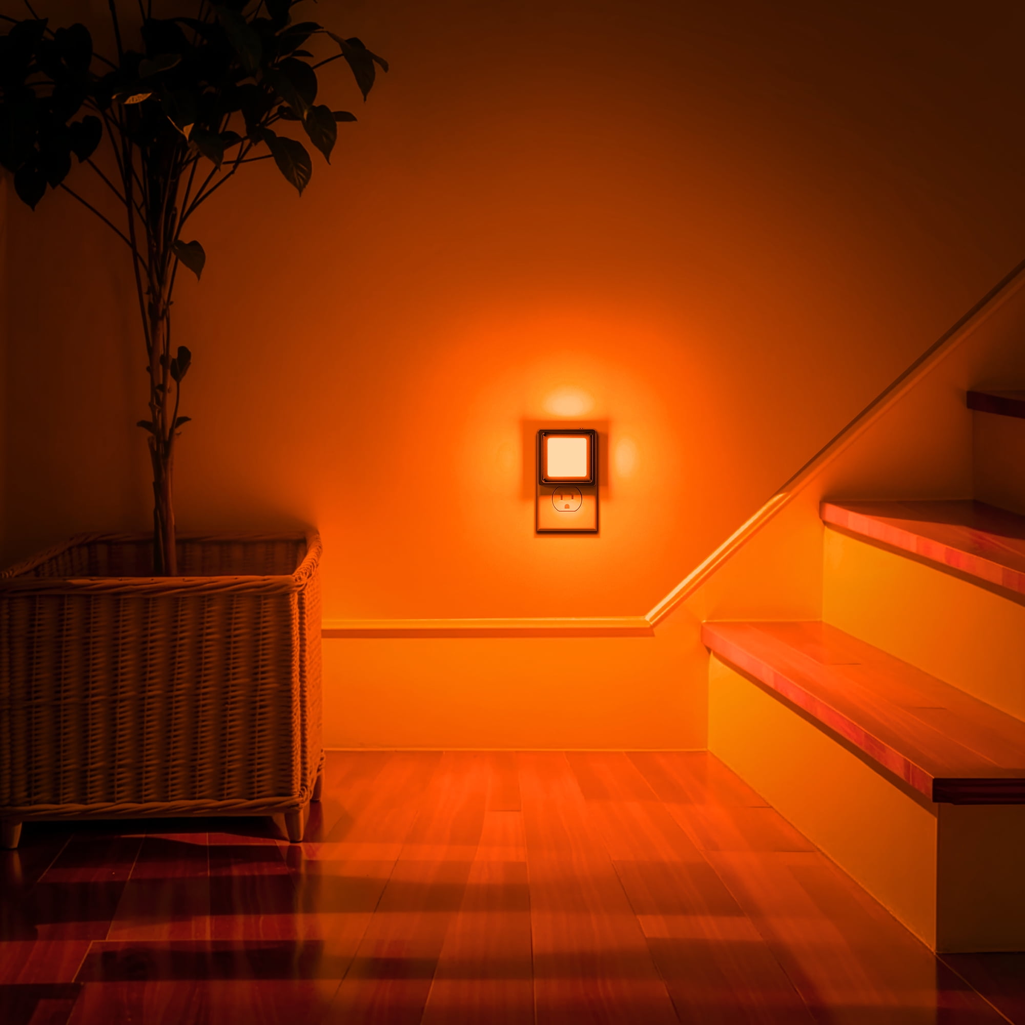 2 Pcs Orange LED Plug In Night Light with Sliding Dimmer