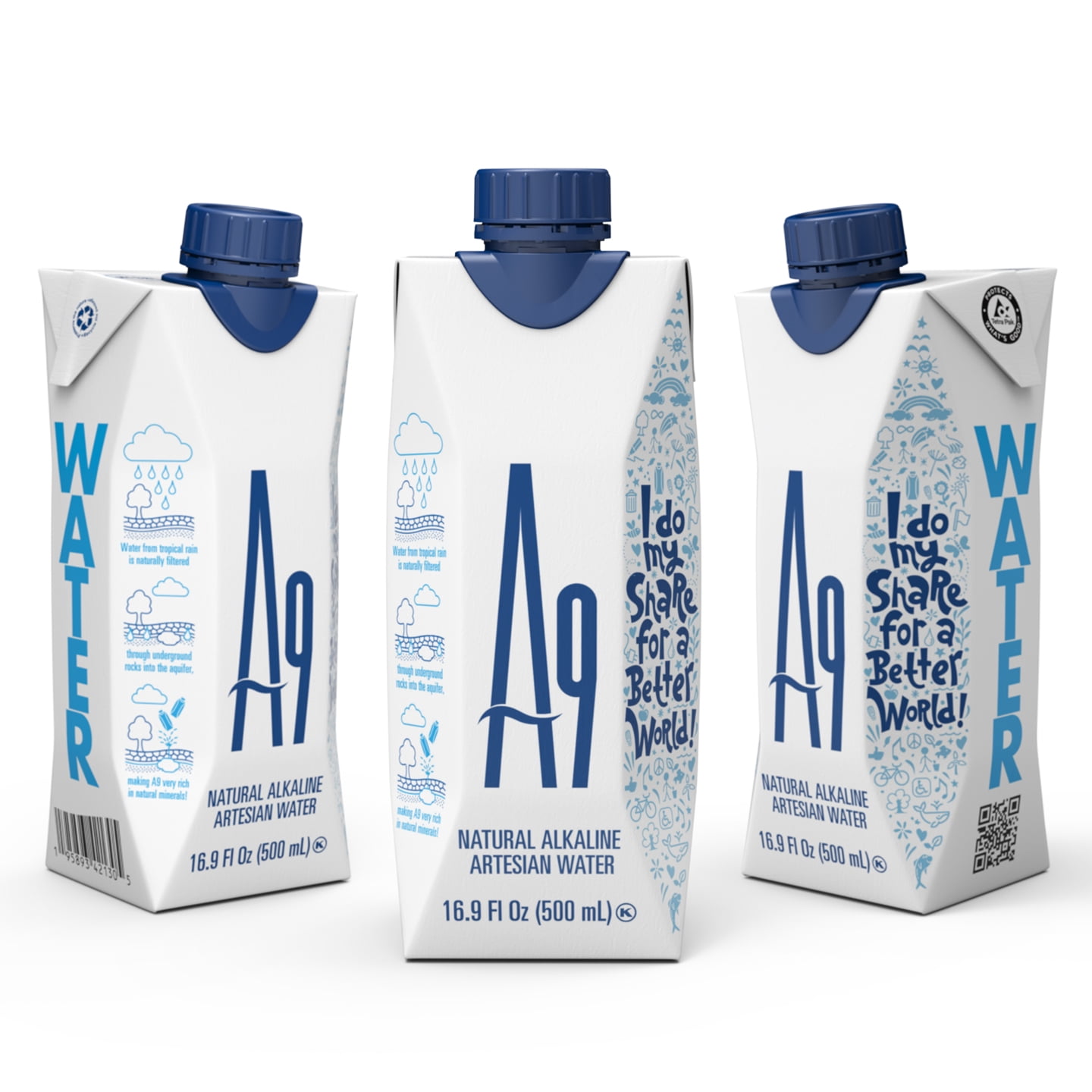 A9 ALKALINE WATER 500ML 16.9 FL OZ TETRAPACK