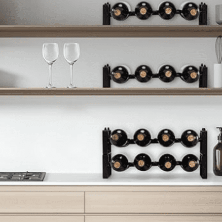 Stackable Wine Rack Countertop Sturdy Wine Bottle Holder Freestanding for Cabinet 2 Tier Small Tabletop Wine Holder Stand for Pantry Bar Wire Wine Bottle Rack Metal Wine Storage Organizers