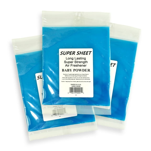Jenray Super Sheet Large (8"x7") Under Seat Car Air Freshener, 3-Pack (Baby Powder)