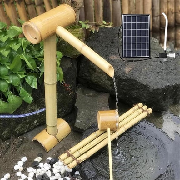 Bamboo Water Fountain Without Pump,Water Fountain Outdoor Indoor,Zen Garden Decor for Desk Patio Yard