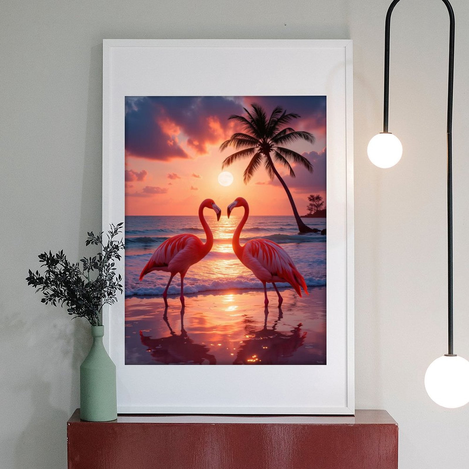 Diamond Art Kit for Adults, Tropical Flamingos Sunset Beach Diamond Painting for Adults Beginners, DIY Diamond Art Painting Kits, 5D Diamond Painting Crafts for Home Decor 12x16 Frameless