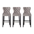 thumbnail image 3 of WestinTrends Wordford 29" Tufted Velvet Bar Stool, Black/ Gray, 3 of 5