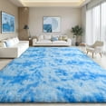 thumbnail image 2 of KIXINWA Area Rug for Bedroom Living Room, Machine Washable 4x6 Fluffy Shag Rug, Soft Plush Non Slip Carpet for Indoor Floor Bedside Nursery Girls Kids Room Dorm, Home Decor Aesthetic, Tie-Dyed Blue, 2 of 5