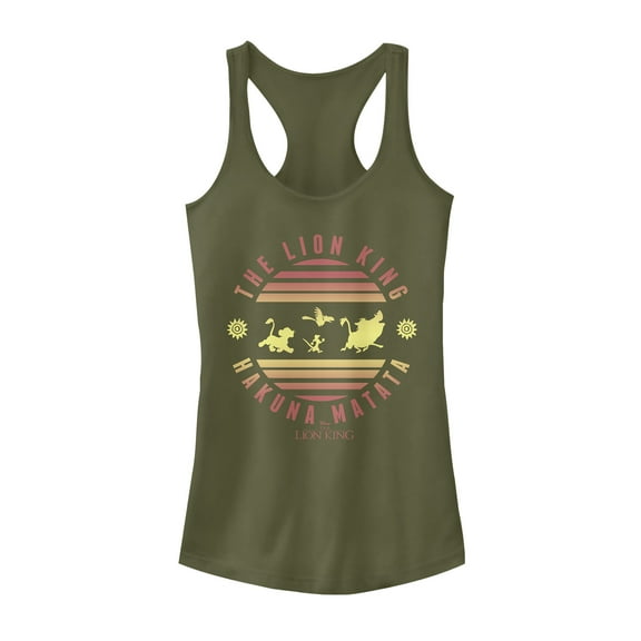 Junior's Lion King Sunshine Hakuna Matata Racerback Tank Top Military Green X Small