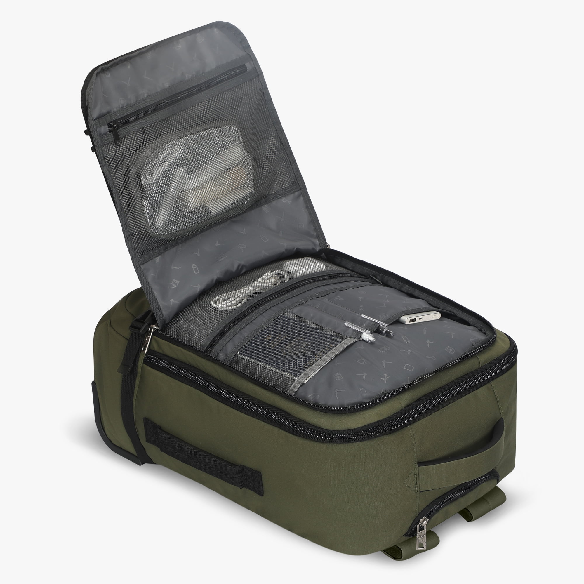 Convertible Wheeled Laptop Carry-On Bag (42L) – Hynes Eagle – Army Green