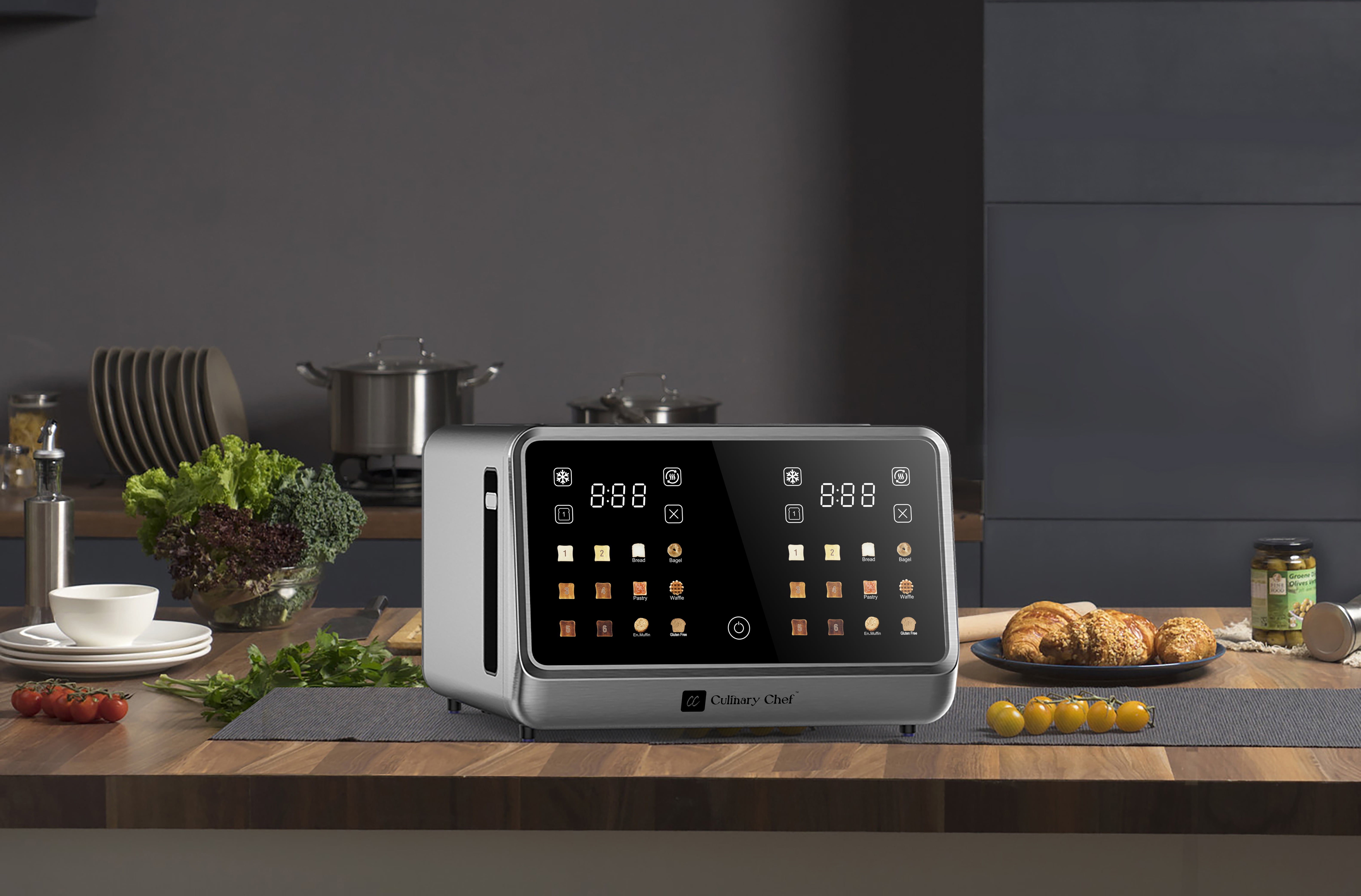 Culinary Chef, Touchscreen 4 Slice Toaster, Stainless Steel