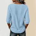 thumbnail image 6 of Drses Women 3/4 Sleeve Cotton Linen Blouse, Round Neck Loose Flowy Casual Tunic Shirts Summer Beach Vacation Tops 2026, 6 of 6