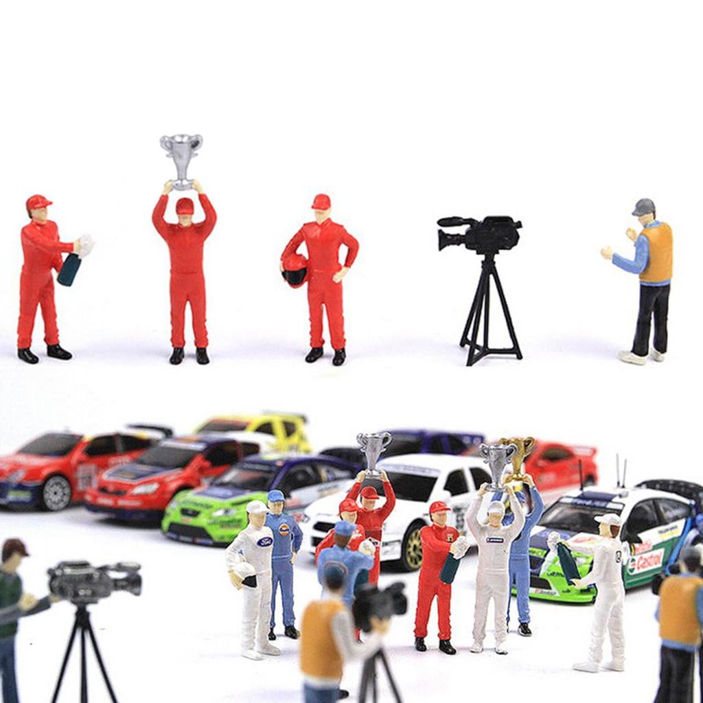 LeeQinersw 1/64 Painted Tiny Figures Miniature Car Racer Street Railway Scene Model Sand Table Layout Diorama Decoration Collectibles S Gauge
