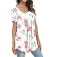 thumbnail image 3 of Guardurnaity Blusa de manga corta con cuello y estampado plisado para mujer Prendas para la parte del cuerpo patrón 3 XL, 3 of 5