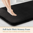 thumbnail image 3 of ComfiTime 2 Piece Bathroom Rugs Set – Thick Memory Foam, Non-Slip Bath Mat, Soft Plush Velvet Top, Ultra Absorbent, Small, Large & Long Rugs for Bathroom Floor, Black, 17*24, 2PCS, 3 of 12