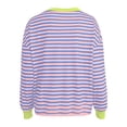 thumbnail image 5 of WEAIXIMIUNG Chandail en Molleton pour Femmes à Fermeture Éclair, Manches Longues, Col Rond, Rayé, à Blocs de Couleur, Coupe Ample Tendance, Haut Décontracté, 5 of 5
