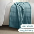 thumbnail image 6 of Lightweight Breathable 100% Cotton Knit Blanket – All-Season Bed Blanket – Full/Queen Size – Blue, 6 of 8