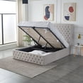 thumbnail image 1 of Velets Julien Contemporary Mid-Century Soft Padded Tufted Upholstered Platform Storage Bed with Hydraulic Gas Lift Storage - Wood Slat System & Smart Hydraulic Under-Bed Storage (Light Gray, Queen), 1 of 5