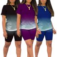 thumbnail image 2 of Fjuchai Women's Tie-Dye T-Shirts Jogger Set Casual Short-Sleeved Crewneck Tops and Shorts Two-Piece Summer Tracksuit Outfits, 2 of 9