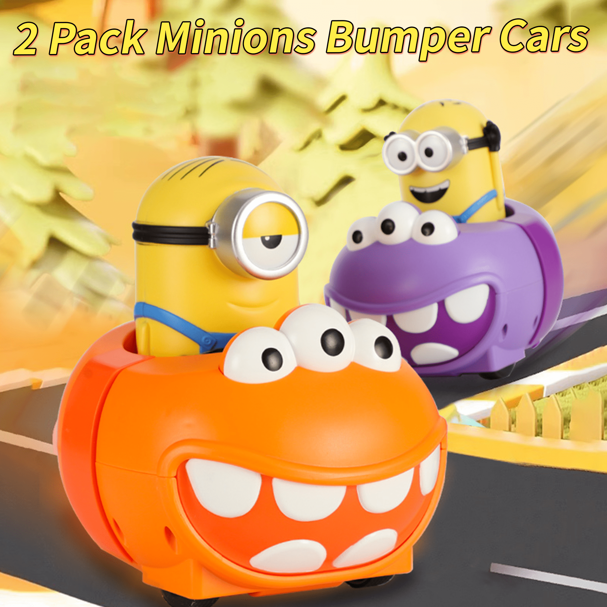 YOLOPARK Minions 2 PC Remote Control Car,Despicable Me RC Bumper Cars with Light & Sound Effect, Kids Toy for Boys and Girls