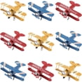 thumbnail image 1 of 9 Pcs Vintage Airplane Decorations, Metal Airplance Models, Mini Hanging Iron Aircrafts, Retro Biplane Models for Home Office Desktop Decor, 1 of 6