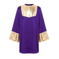 thumbnail image 4 of Hansber Kids Boys Praise Dance Top Long Sleeve Metallic Back Zipper Choir Church Worship Dance Stage Performance Tunic Top Purple 16, 4 of 6