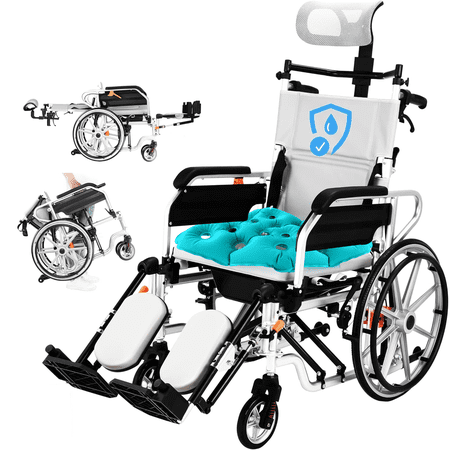 WEYRAL Transport Wheelchair for Adults, Recline with High Back & Removable Headrest, 3 in 1 Wheelchair for Adult Support 265lbs