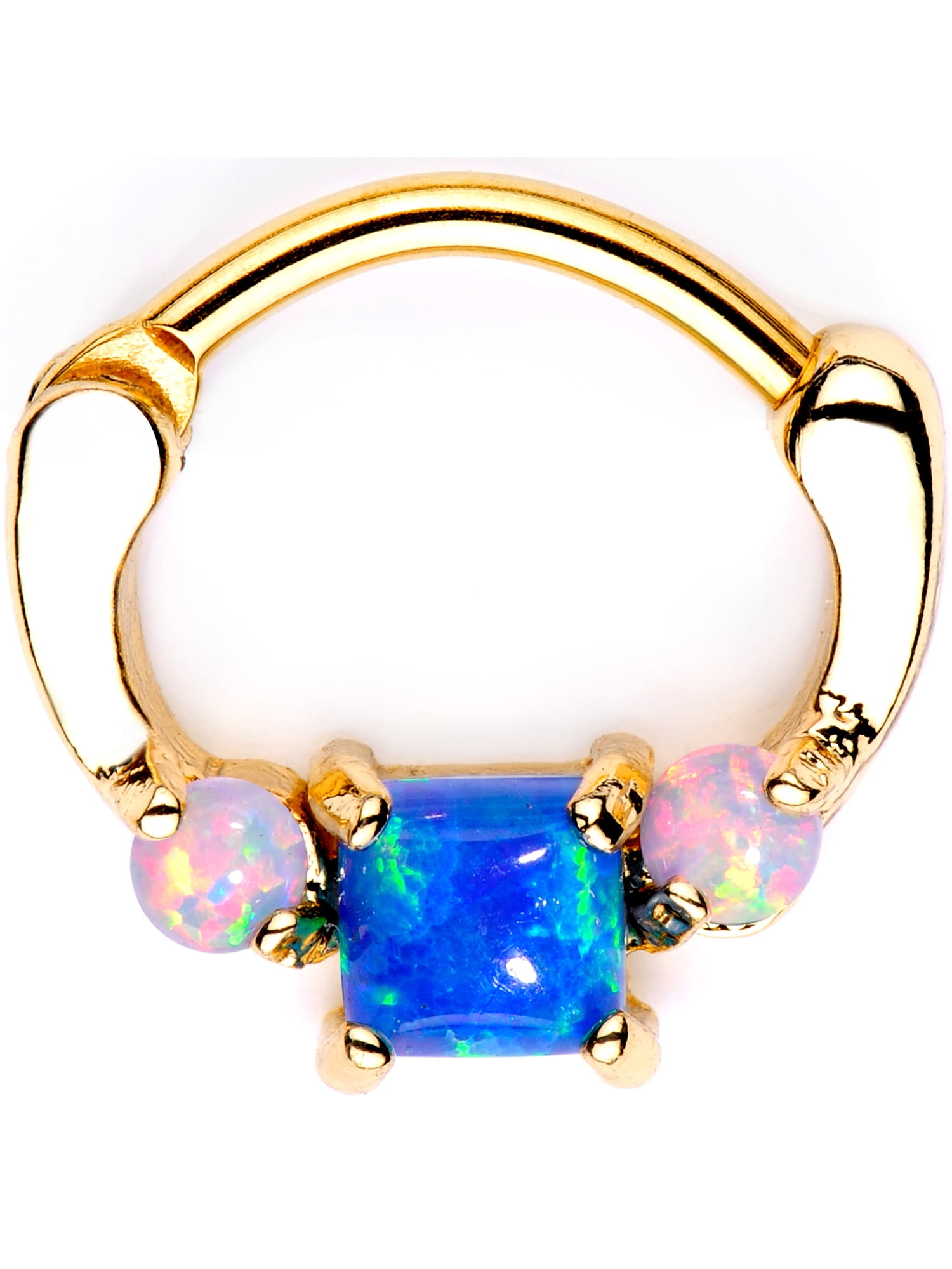 Body Candy 16G 316L Steel Septum Jewelry Blue Synthetic Opal Septum